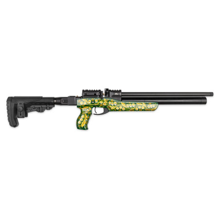 Винтовка пневматическая PCP M20SD.647.ART4 (полнотел, редуктор, 6,35мм, Ультракомпакт, хохлома зел)