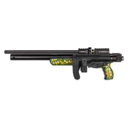 Винтовка пневматическая PCP M20SD.647.ART4 (полнотел, редуктор, 6,35мм, Ультракомпакт, хохлома зел)