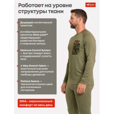 Комплект термобелья ОРИОН (Active Skin) Оливковый тис